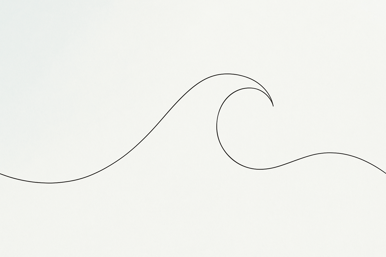 Abstract watercolor waves in sage and soft rose with delicate linework, top-weighted composition and clean cream negative space at the bottom.