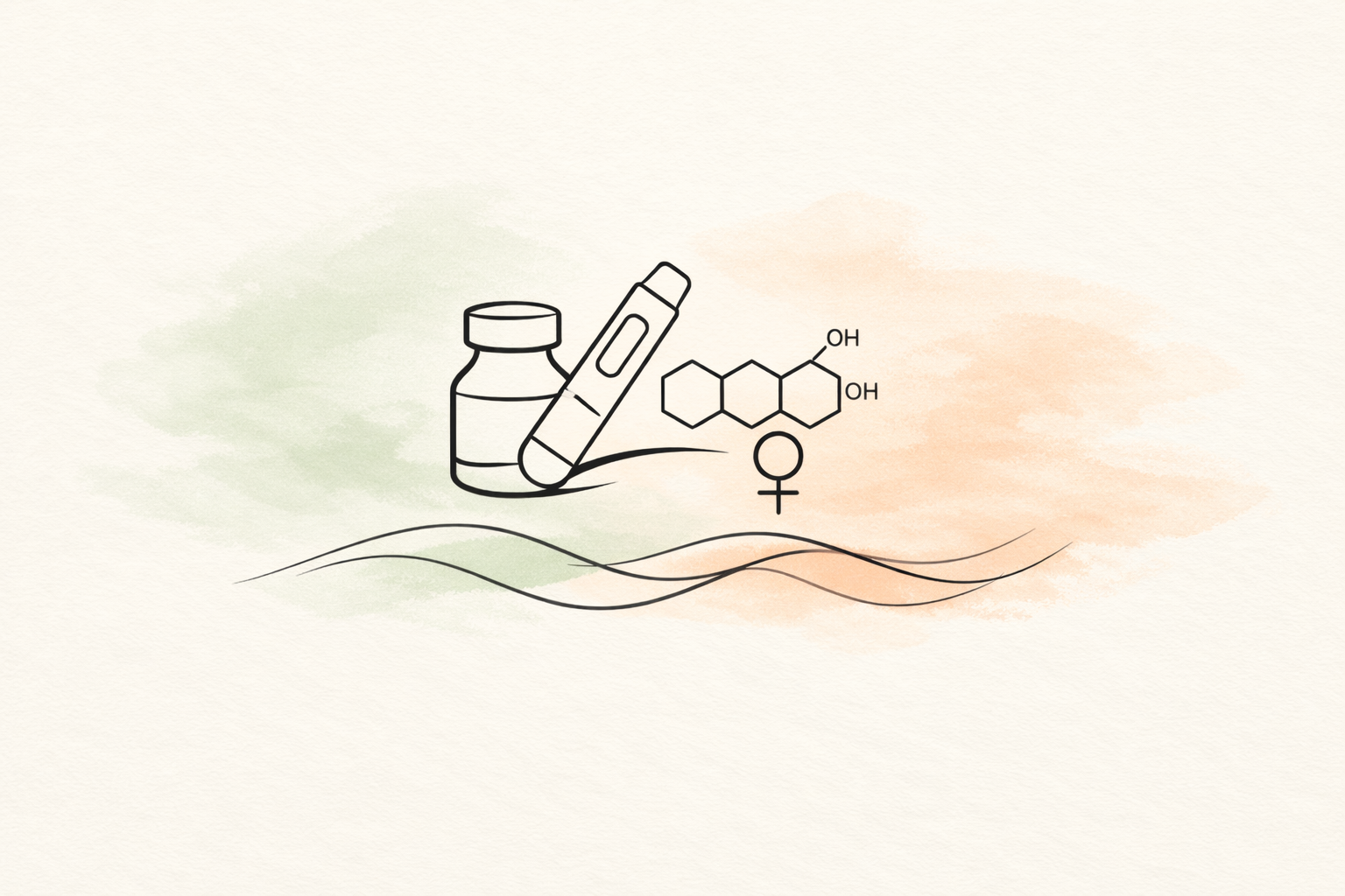 Postmenopausal woman reviewing weight-loss treatment options including tirzepatide and hormone therapy with a calm, informed expression